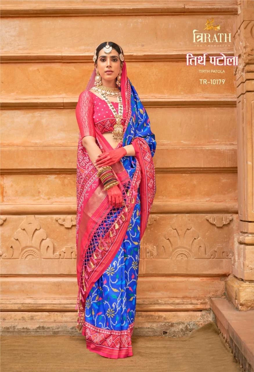Trirath Tirth Patola Soft P.V.Silk Wholesale Fancy Sarees Catalog — Wholesale Sarees, MPA wholesale from Surat - Gallery Image 4